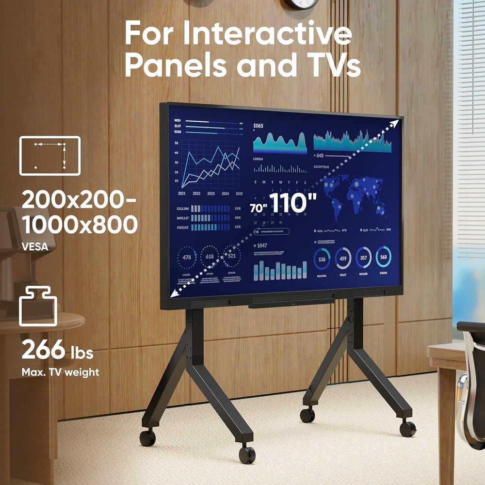 ONKRON Mobile TV Stand 70-110 Inch, up to 266 lbs, max VESA 1000x800, Black |...