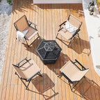 Yaheetech Patio Dining Chairs Set of 4 with Armrests and Backrests, Outdoor Texteline Folding Chairs All Weather for Garden, Lawn, Porch and Backyard, Beige