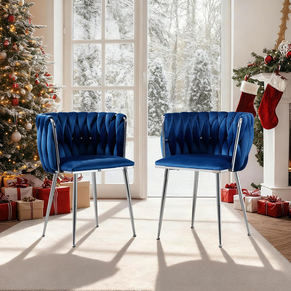 Velvet Dining Chairs Velvet Woven Upholstered Dining Room Chair Modern Armres...
