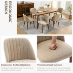 Wooden Dining Chairs Set of 8, Upholstered Kitchen Dining Room Chairs with Padded Seat and Wood Legs, Modern Fabric Side Dinner Chair for Kitchen, Dining Room, Restaurant, Cafe, Camel