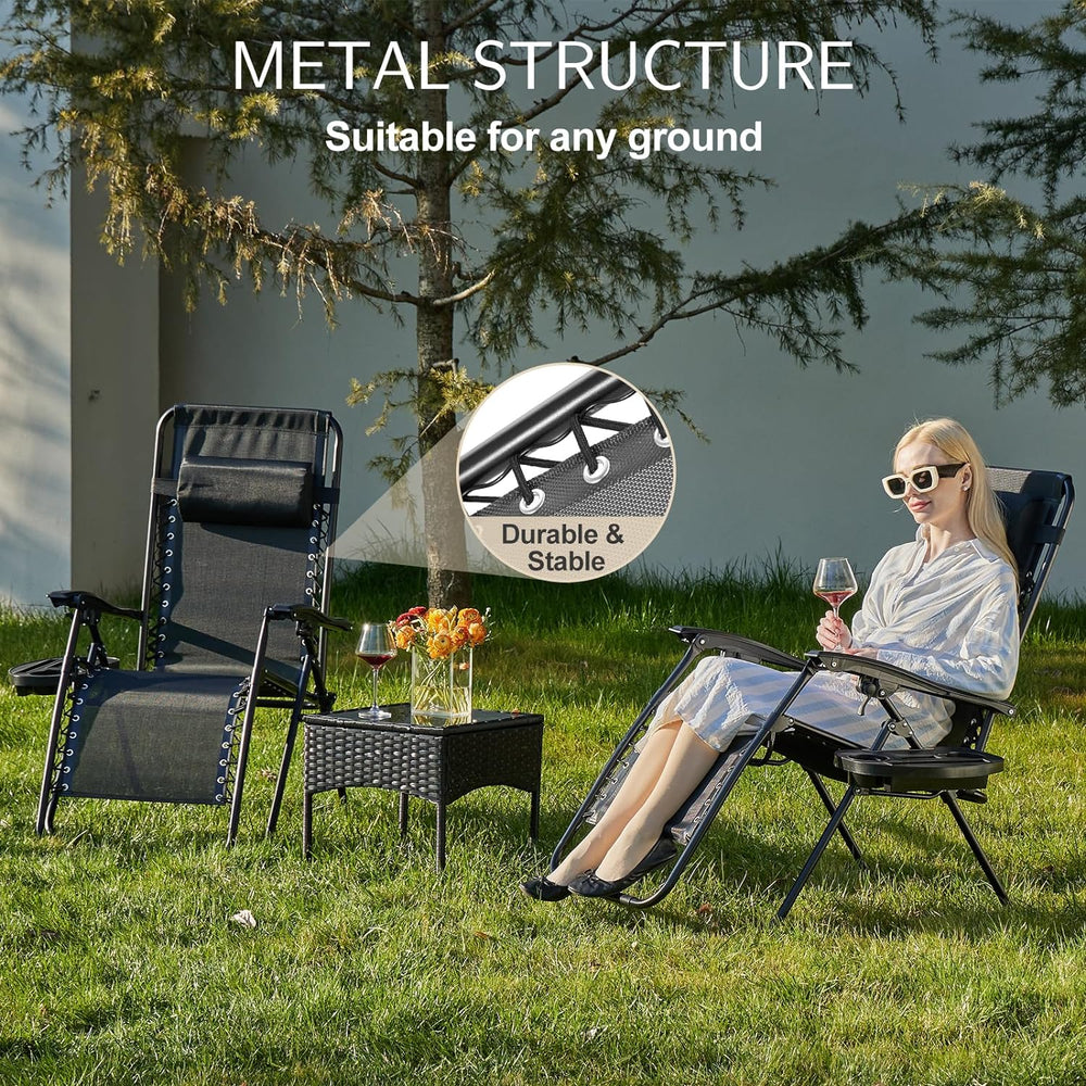 Sweetcrispy Zero Gravity Chairs Set of 2, Outdoor Folding Patio Lounge Chair ...