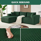 97" Modular Sectional Sofa, L-Shaped Boneless Couch with Deep Seat, Cozy Cloud Couch Sectional with Convertible Ottoman, Modern Sectional Couches for Living Room（ Green）