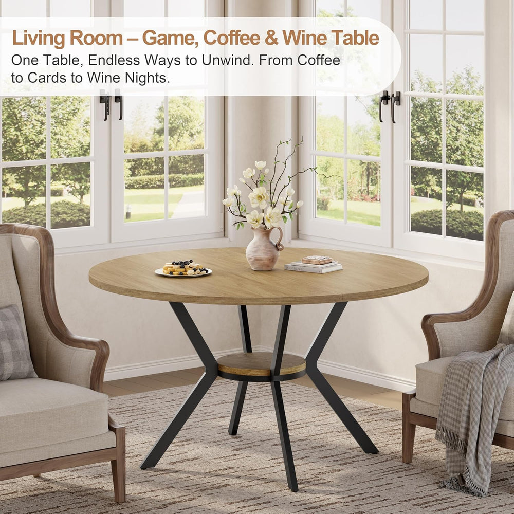 MECHYIN 42'' Round Dining Table for 2–4, Farmhouse Round Kitchen Tabl...