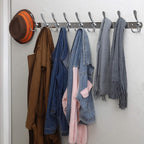 Dseap Coat Rack Wall Mount - 38” Long 10-Tri-Hooks Heavy Duty Coat Hanger Rail Wall Hooks for Hanging Coats Hats Clothing Clothes Purse Mudroom Entryway, Chromed