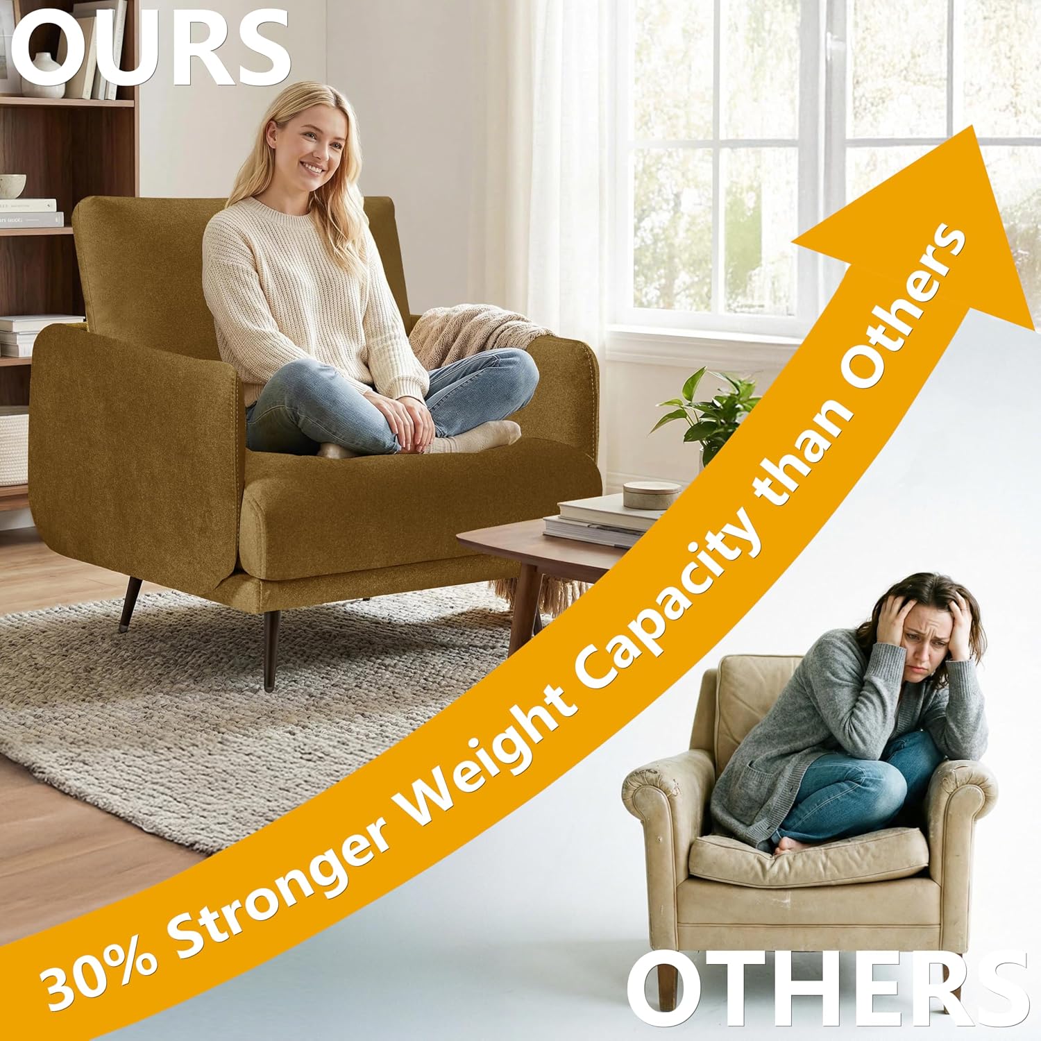 37.5” Oversized Accent Chair for Living Room, Chenille Armchair for Living Room