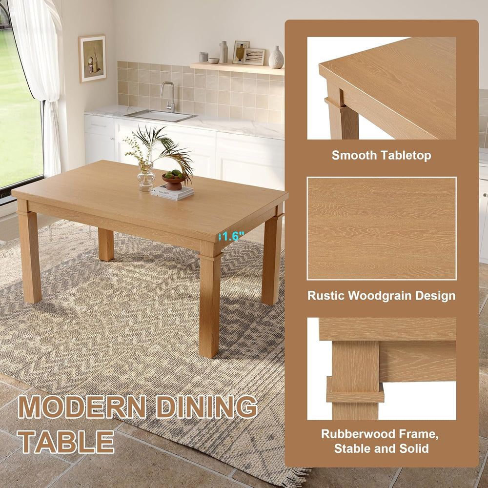 Merax 6-Piece Dining Set, Rectangle Kitchen Table with 4 Upholstered Chairs &...