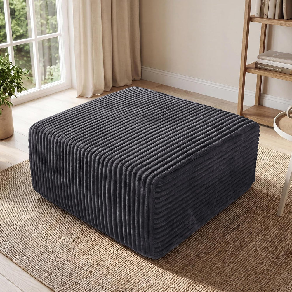 33.5'' Plush Fluffy Corduroy Ottoman for Floor Couch in a Box, Modern...