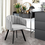 Swivel Dining Chairs Set of 2: Comfy Fabric Upholstered Metal Modern Accent Kitchen Chair with Arms & Back Black & Gray