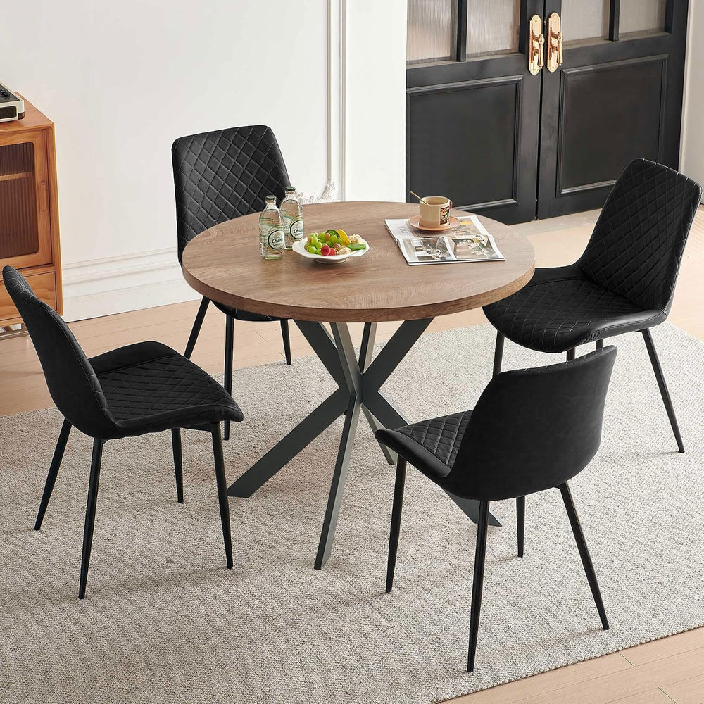 PU Leather Dining Chairs Set of 4, Modern Armless Dining Room Chairs, Comfy U...