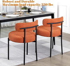 DYHOME Dining Chair One Chair for Kitchen Dining Room,Upholstered Modern Boucle Dining Chair with Black Metal Legs Curved Backrest, Orange