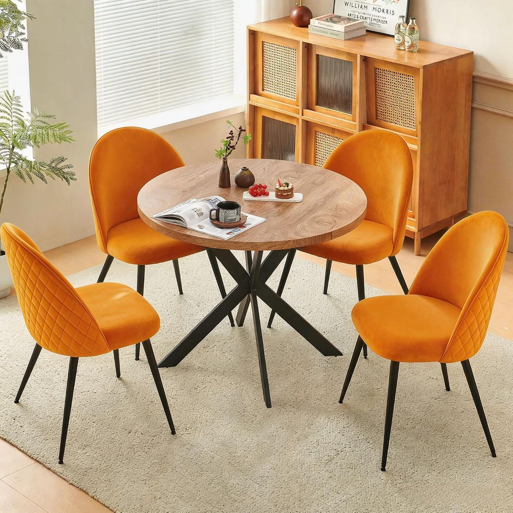 Homedot Round Dining Table Set for 4 with Chairs, Modern Kitchen Table&Ch...