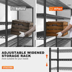 REIBII 85.7" H Storage Shelves 2998LBS Metal Shelving Unit with Wheels & Feet, 5 Tier Garage Shelving Heavy Duty Adjustable Wire Shelf for Pantry Kitchen Garage, 85.7" H X 55.5" W X 24.2" D, 2PCS