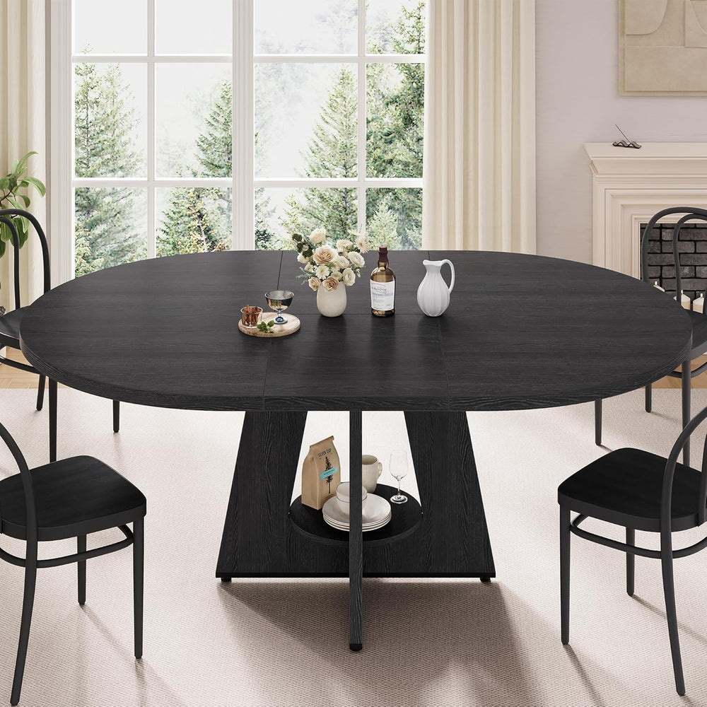 43''–59'' Extendable Dining Table, Round Kitchen Dining Room ...