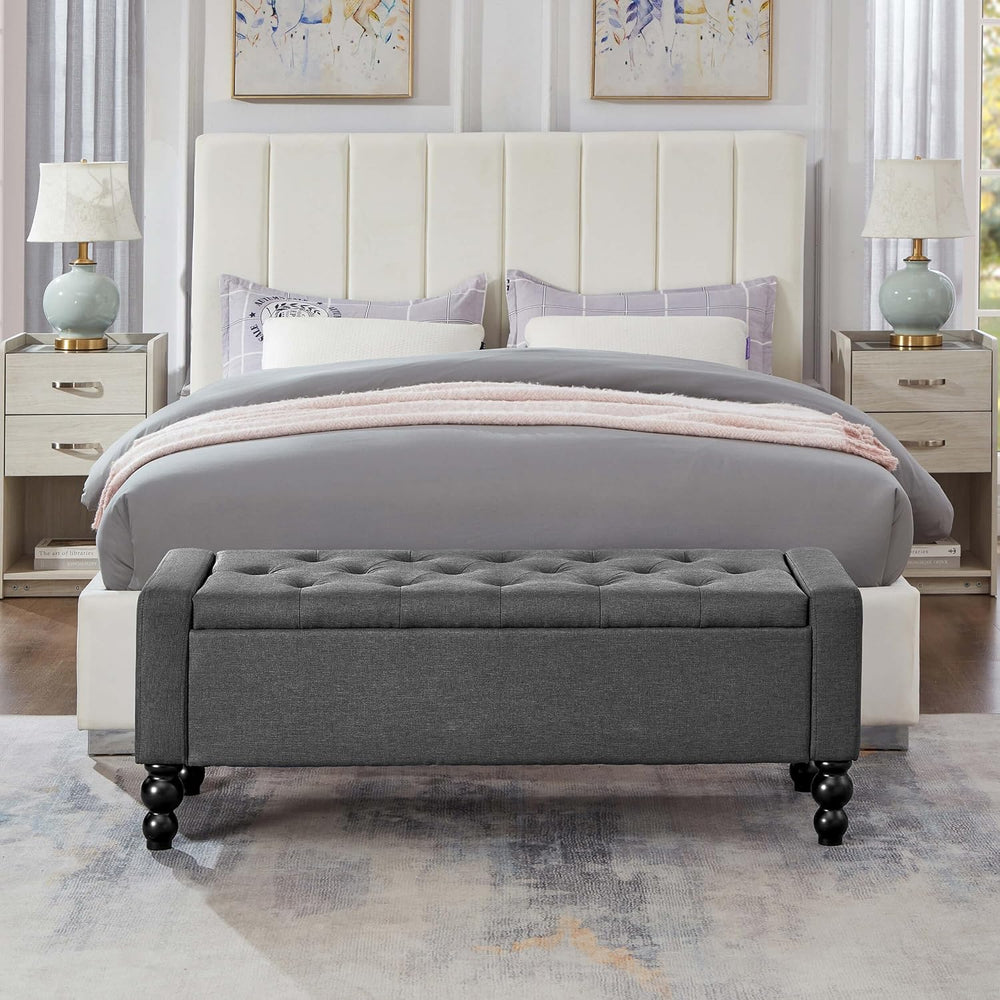 50" W Storage Ottoman Bench with Safety Hinge, Load up to 660 lb Ottoman...