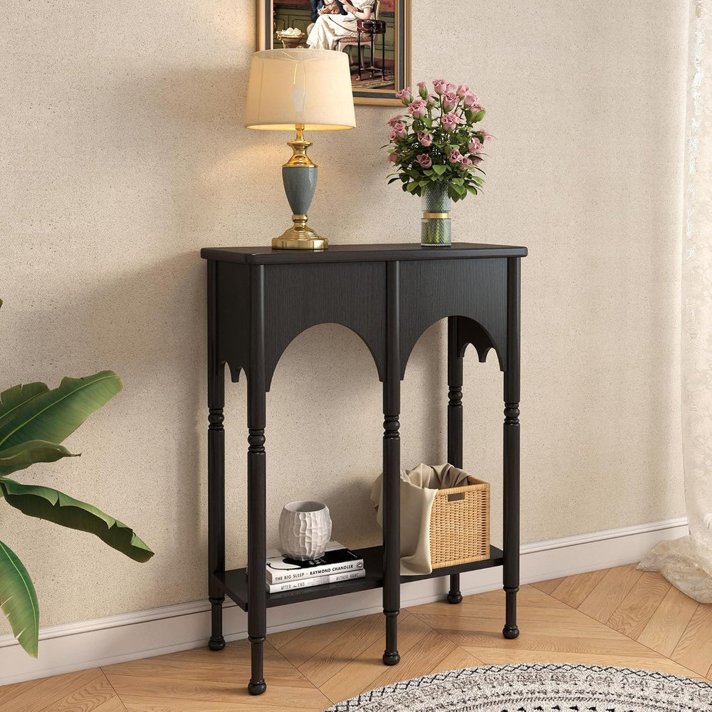 Console Table with Storage Shelf, 28" Small Narrow Entryway Table | Vint...