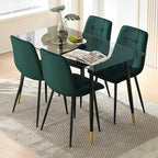 Velvet Dining Chairs Set of 4 - Green Dining Room Chairs with Metal Legs Ideal for Kitchen, Dining Room - Kitchen Chairs Set for 4