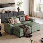 LINSY HOME Modular Sectional Sofa - Oversized Corduroy Cloud Couch with Movable Ottoman Soft Modern Comfy Sofa Set for Living Room Apartment Office, Green