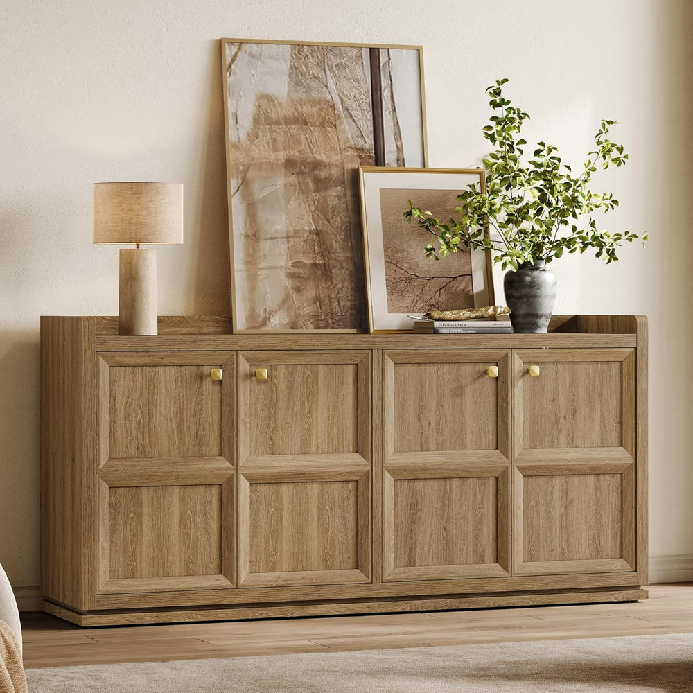 SICOTAS 4-Door Buffet Cabinet, 61.7" Wide Extra Long Sideboard with 2 Se...