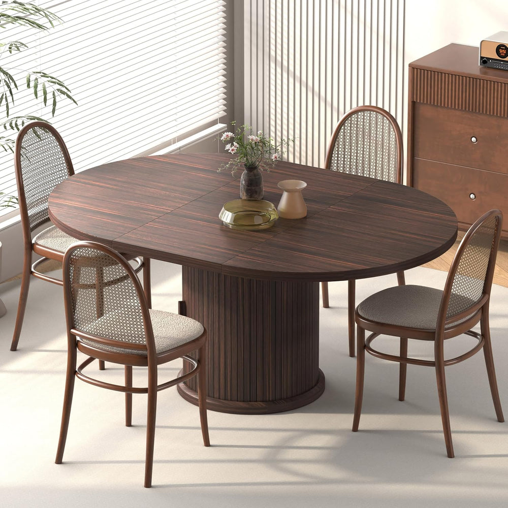 47.2"–63" Extendable Dining Room Table for 4–8, Round‑to‑Oval Expan...