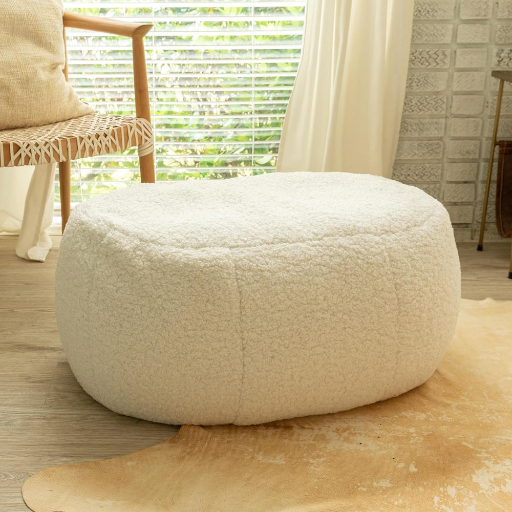 Jaxx Ellis Ottoman Shearling Faux-Lamb Plush Pouf for Modern Interior Design,...