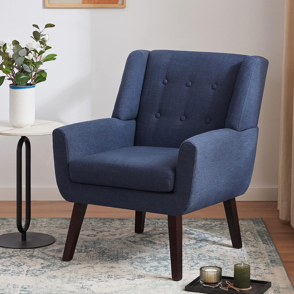 HUIMO Accent Chair for Living Room,Upholstered Button Linen Armchair Chair
