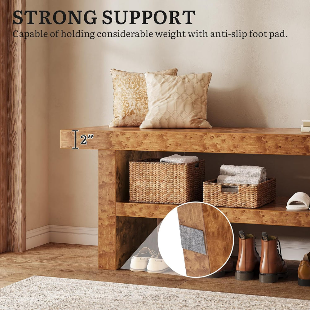 DWVO 39.4" Entryway Bench with Motion-Sensing Warm LED Light, 2-Tier Rus...