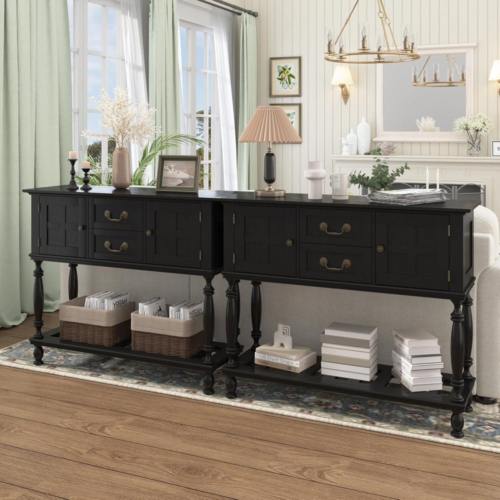 Farmhouse Console Table with Storage, Narrow Entryway Table with 2 Drawers &a...