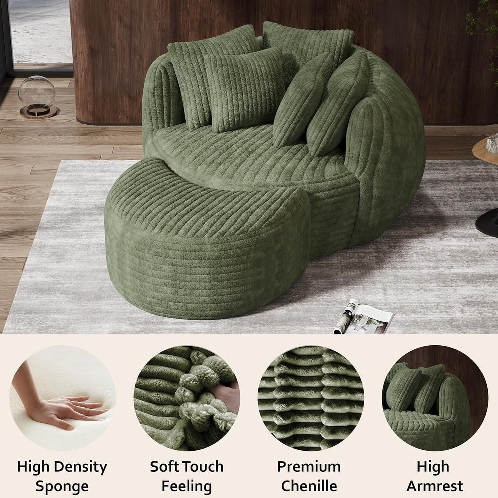 DAMAIFROM 50.5" W x 67" D Oversized Chaise Lounge Chair with Ottoma...