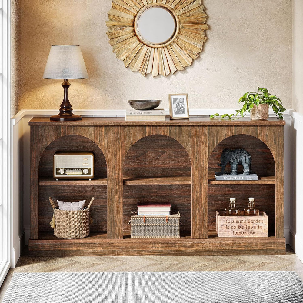 Tribesigns Farmhouse Console Table, 63-Inch Long 3 Tier Entryway Table with S...