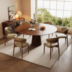 Dining Chairs Set of 4 for Kitchen Dining Table Mid Century Modern Farmhouse Upholstered Leather Dining Room Chairs with Metal Legs, Walnut Khaki