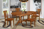 East West Furniture PLAV5-SBR-W 5 Piece Kitchen Table Set for 4 Includes an Oval Dining Table with Butterfly Leaf and 4 Dining Room Chairs, 42x78 Inch, Saddle Brown