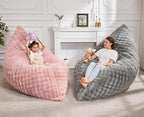 Hobestluk 3 in 1 Bean Bag Chair Giant Bean Bag Chairs for Adults with Bubble Cover Convertible Bean Bag Floor Cushion with Machine Washable Cover for Living Room (Bubble Pink)