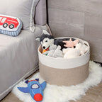 MINTWOOD Design Extra Large 22 x14 Inches Decorative Woven Cotton Rope Blanket Storage Basket Bin Living Room and Laundry Hamper for Pillows, Pool Towels, Dog Toys, Shoes, Light Brown