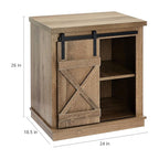 ROCKPOINT Sliding End Table with Slide Barn Door,Storage Sofa Table,Dark Oak