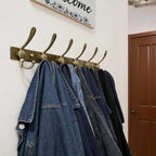 Dseap Coat Rack Wall Mount 2.0 Pro: 24” Long, 3X Tougher, Heavy Duty Stainless Steel Wall Coat Hanger with 6 Tri Hooks for Clothes Jackets Hats Entryway Closet, Bronze