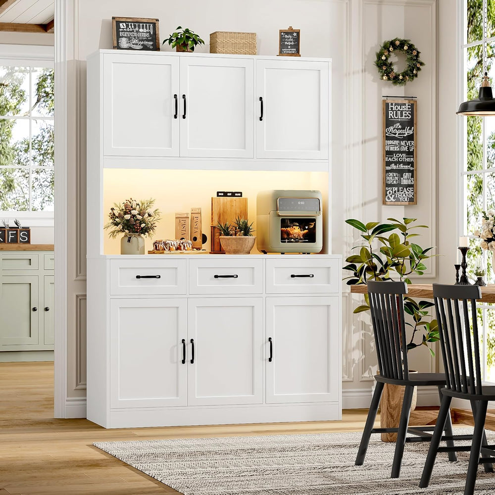 HOSTACK Kitchen Pantry Storage Cabinet, Tall Kitchen Hutch Cabinet, White | 4...