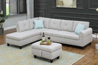 Evan Sectional Sofa or Couch with Ottoman for Living Room, Apartment, Bedroom, Office