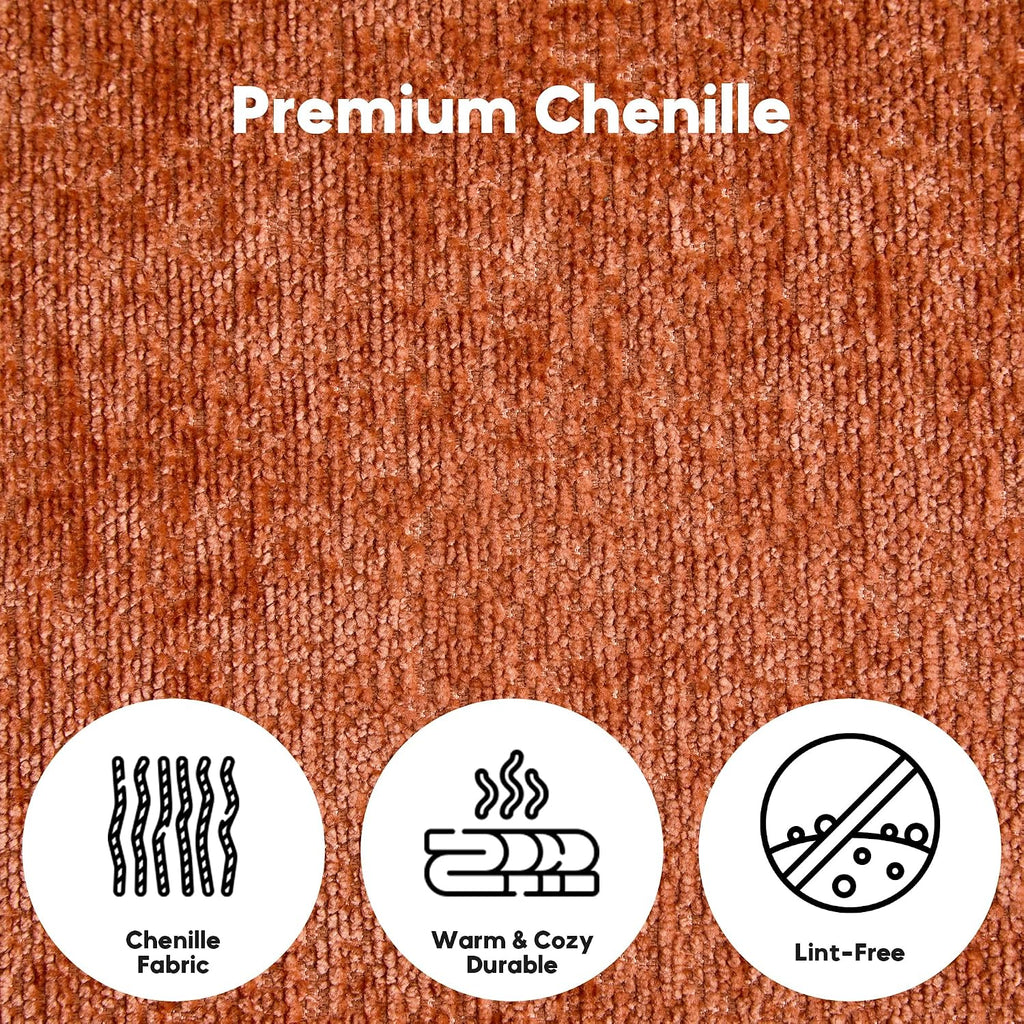 ZEIINPA Convertible Floor Sofa Bed with Fixed-Shape Frame, Modular Chenille Folding Mattress Couch with Armrest, Floor Sofa Lounge Couch for Living Room Bedroom Lounge Studio,Burnt Orange