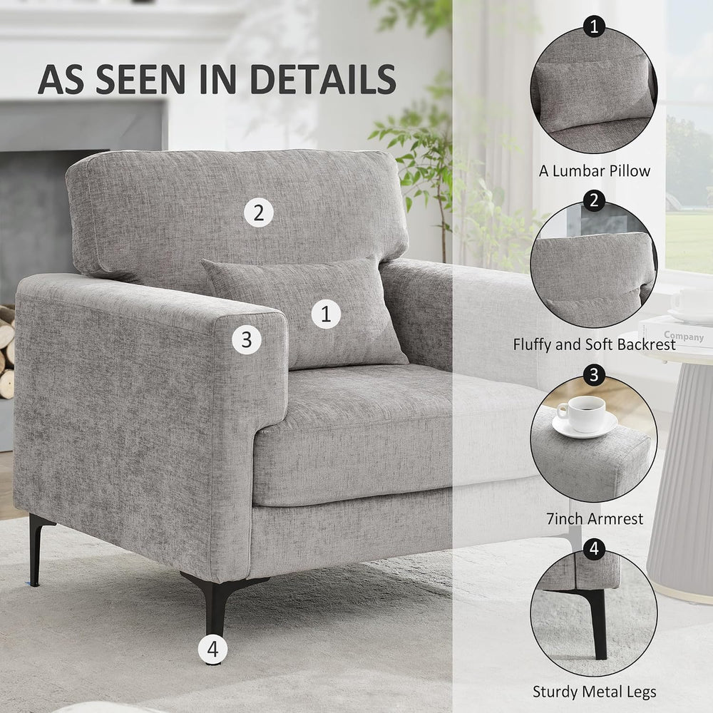 Oversized Accent Chair Armchair with Metal Legs