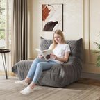 WLIVE Bean Bag Chair for Adults, Teddy Fleece Togo Chair, Giant, Memory Foam, for Living Room and Bedroom, Single, Grey