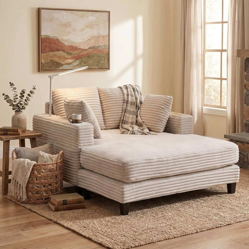 AEDI Oversized Chaise Lounge Chair with Reading Light & USB Charging,Slee...