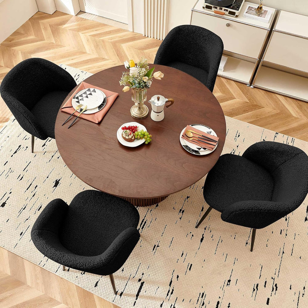 Homedot 5-Piece Round Dining Table Set for 4, 47-Inch Walnut Kitchen Table an...