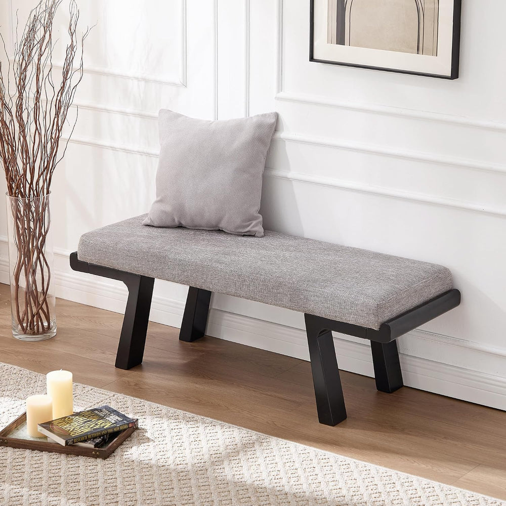 Zesthouse Solid Wood Bench for Bedroom End of Bed, Upholstered Small Entryway...