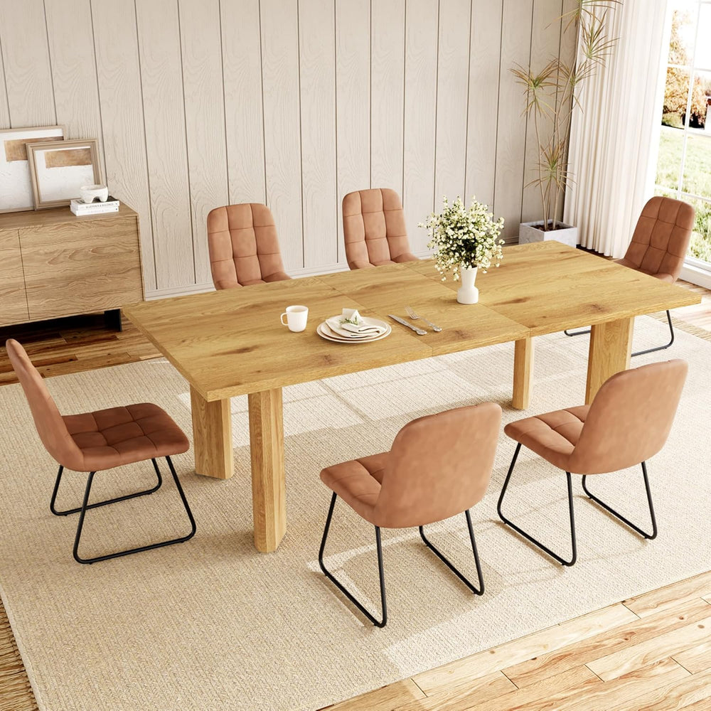 HIPIHOM Extendable Dining Table Set for 6, Seats 6-8 | MDF Farmhouse Extends ...
