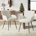 VKNOW Modern Dining Chairs Set of 2, Upholstered Dining Room Chair with Armrest, Kitchen Chairs with Curved Ergonomics Backrest for Living Room, Dining Room, Kitchen, Beige