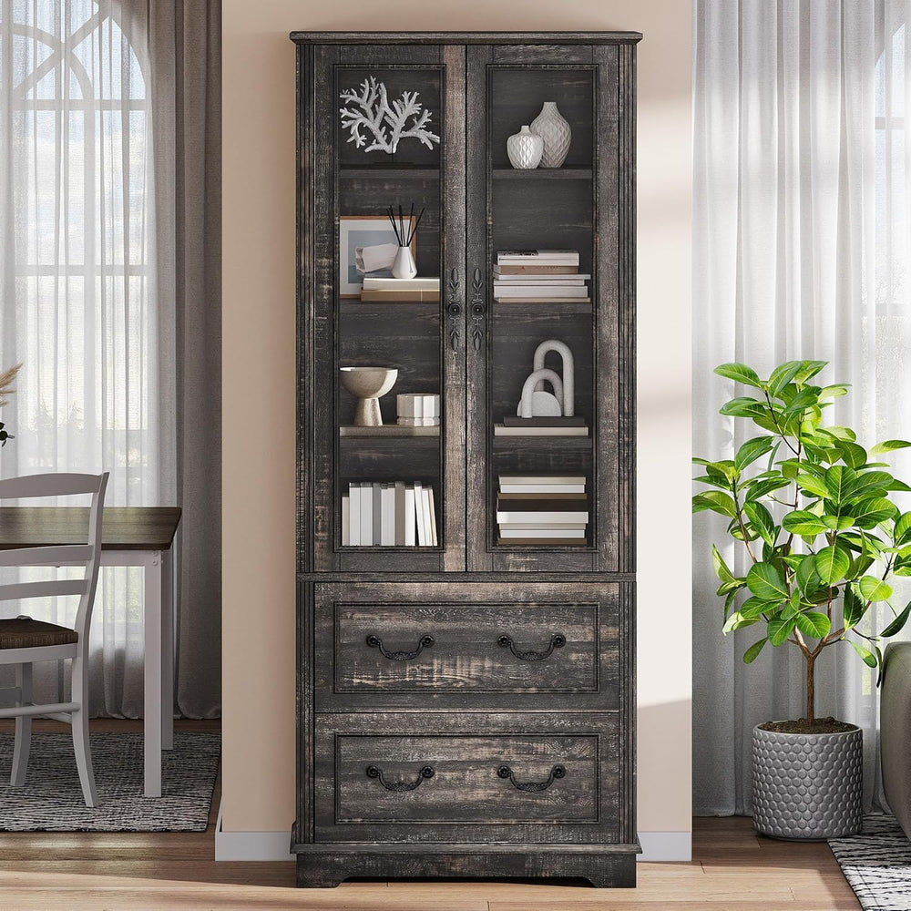 YITAHOME 76'' Kitchen Pantry Cabinet with 2 Drawers, Tall Storage Cab...