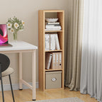 Cube Storage Organizer Bookcase, Small 4 Tier 11 inch Open Back Cubical Shelf with Thickened Border, Display Bookshelf for Living Room, Home Office, Sturdy Room (Natural Oak, 4 Cube,Vertical)