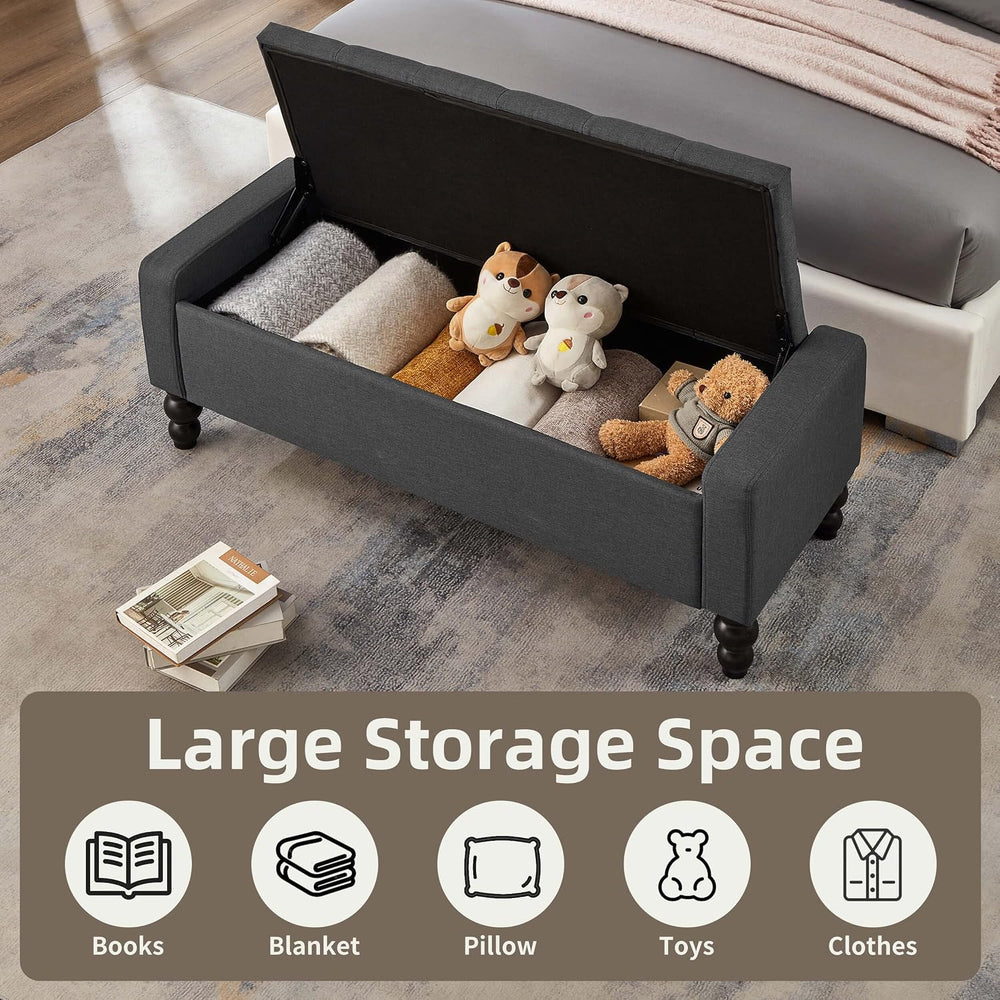 50" W Storage Ottoman Bench with Safety Hinge, Load up to 660 lb Ottoman...