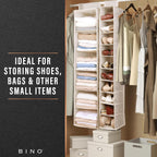 BINO 10-Shelf Shoe Closet Organizer - Beige | Closet Hanging Organizer | Hanging Shoe Rack Storage & Organizer for Bedroom | Hanging Shelves | Portable Closets for Hanging Shoes | Room Essentials
