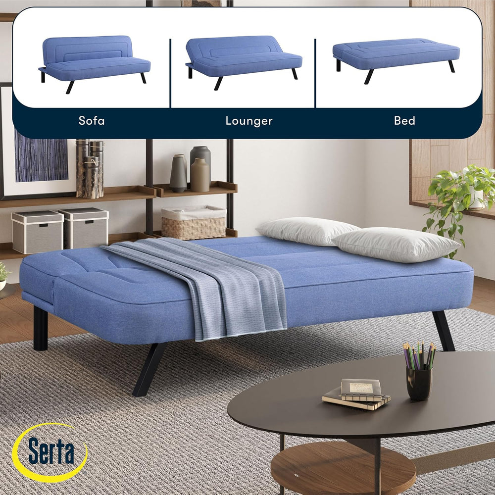 Serta Fairwood 66.1" Convertible Futon Sofa, Short Twin Size, Modern Boh...